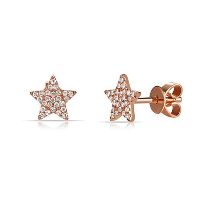 Diamond Star Earrings in 14k Rose Gold 1/5 ctw