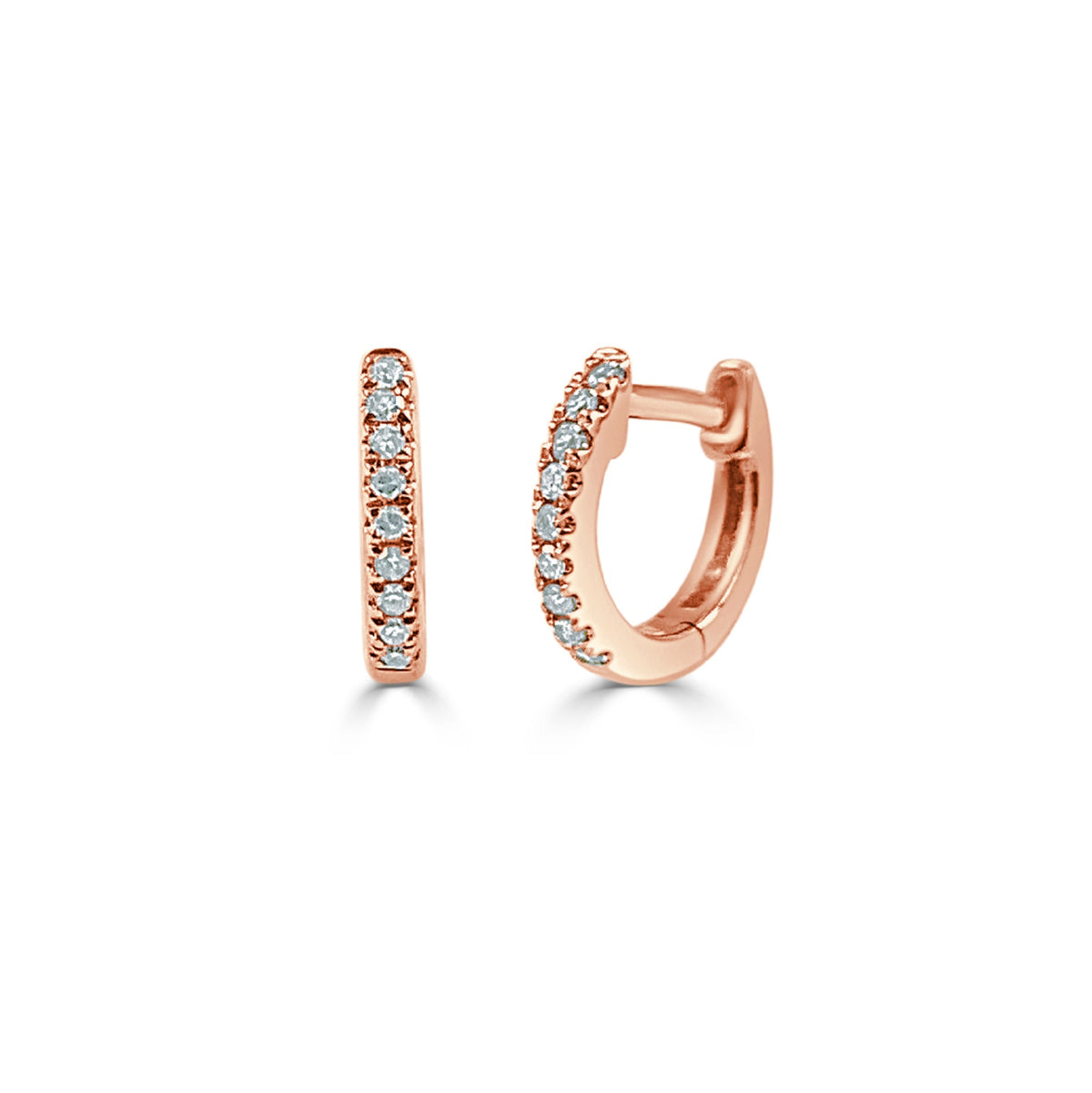 Diamond Huggie Earrings in 14K Rose Gold 0.05 Ctw