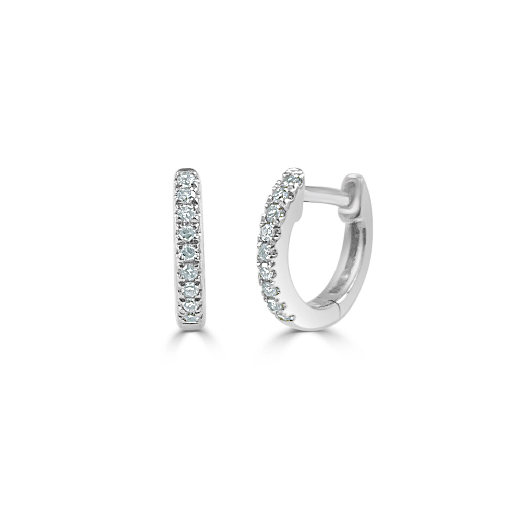 Diamond Huggie Earrings in 14KT White Gold 0.05 ctw