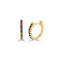 Sabrina Designs Co. 14k Yellow Gold & Rainbow Sapphire Huggie Earrings fv