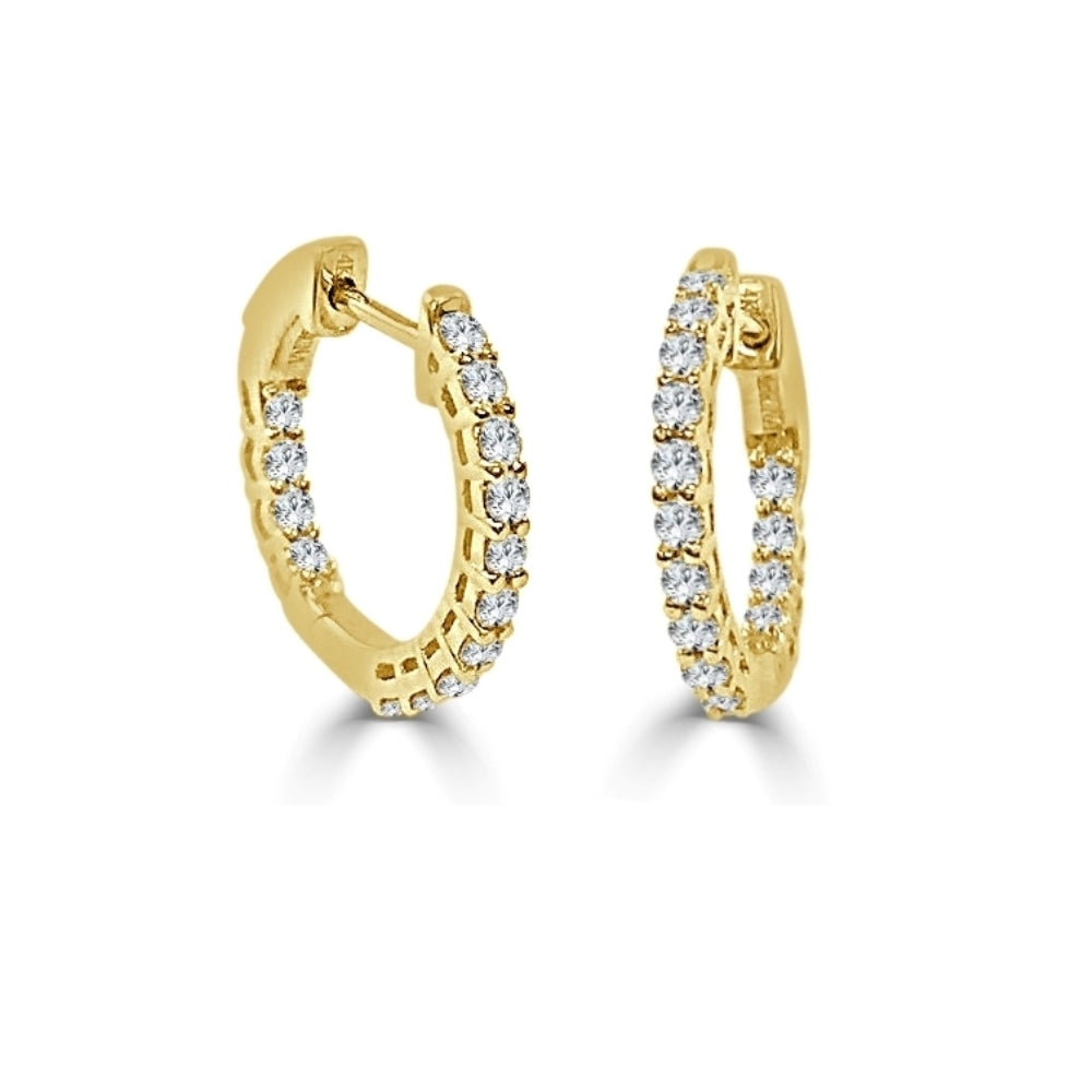 Diamond Hoop Earrings in 14K Yellow Gold 1/2 ctw