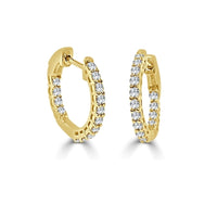 Diamond Hoop Earrings in 14K Yellow Gold 1/2 ctw