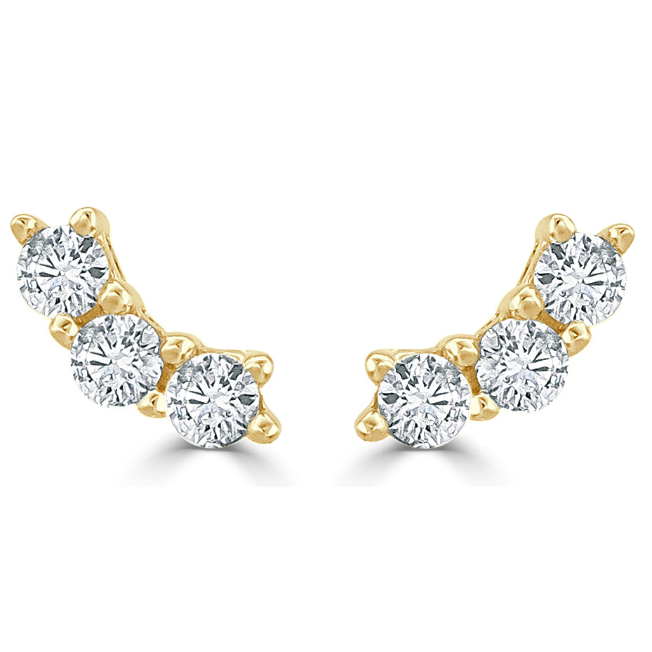 14k Yellow Gold & Diamond Stud Earrings