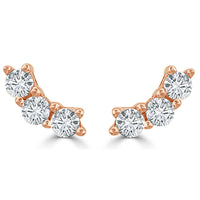 14k Rose Gold & Diamond Stud Earrings