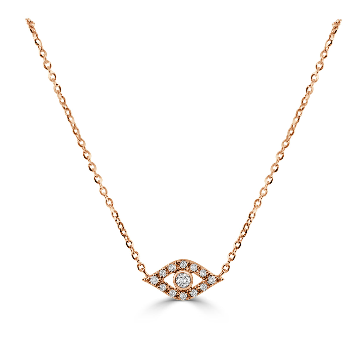 14k Rose Gold & Diamond Evil Eye Necklace