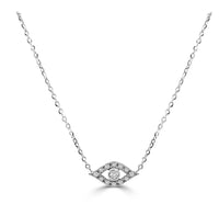 14k White Gold & Diamond Evil Eye Necklace