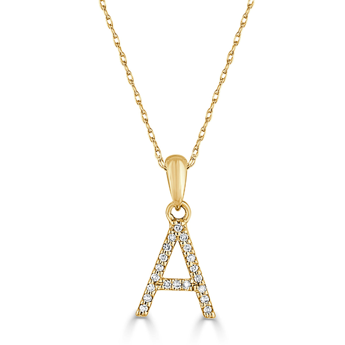 14k Gold & Diamond Initial Necklace- A