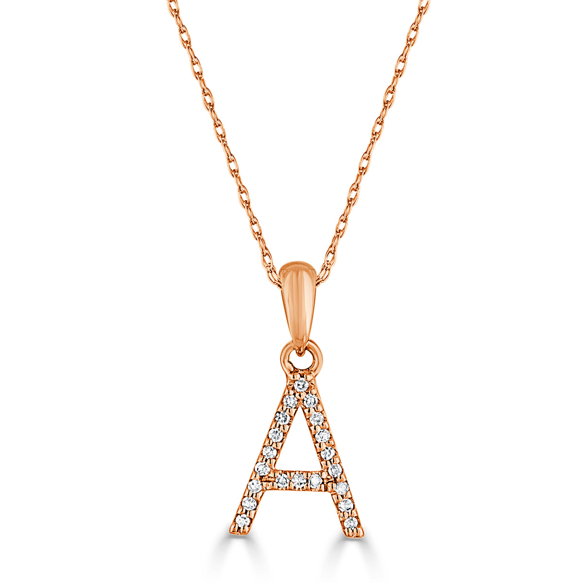 14k Gold & Diamond Initial Necklace- A