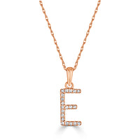 14k White Gold & Diamond Initial Necklace- E