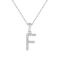 14k White Gold & Diamond Initial Necklace- F