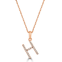 14k White Gold & Diamond Initial Necklace- H