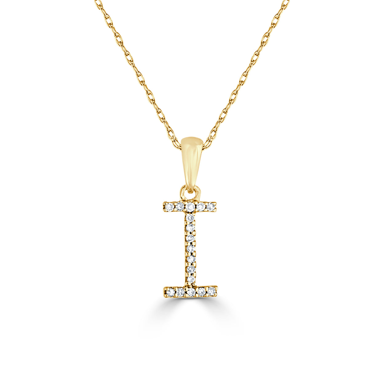 14k White Gold & Diamond Initial Necklace- I