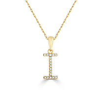 14k White Gold & Diamond Initial Necklace- I