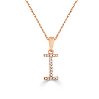 14k White Gold & Diamond Initial Necklace- I