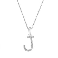 14k White Gold & Diamond Initial Necklace- J
