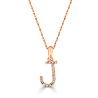 14k White Gold & Diamond Initial Necklace- J