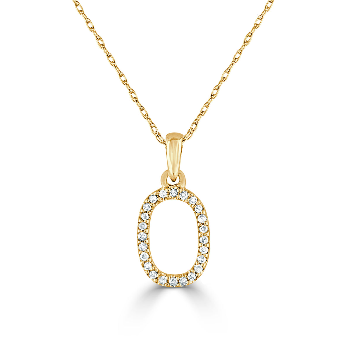 Diamond Initial Necklace O in 14K White Gold (0.06 CTW)