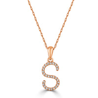 14k White Gold & Diamond Initial Necklace- S