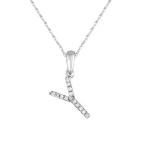 14k White Gold & Diamond Initial Necklace- Y