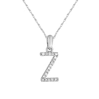 White 14k Gold & Diamond Initial Necklace- Z