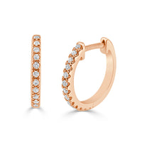 14k Rose Gold & Diamond Huggie Earrings