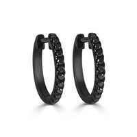 14k Black Gold & Diamond Huggie Earrings