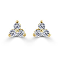 14k Yellow Gold 1/4 Ctw Trio  Diamond Stud Earrings