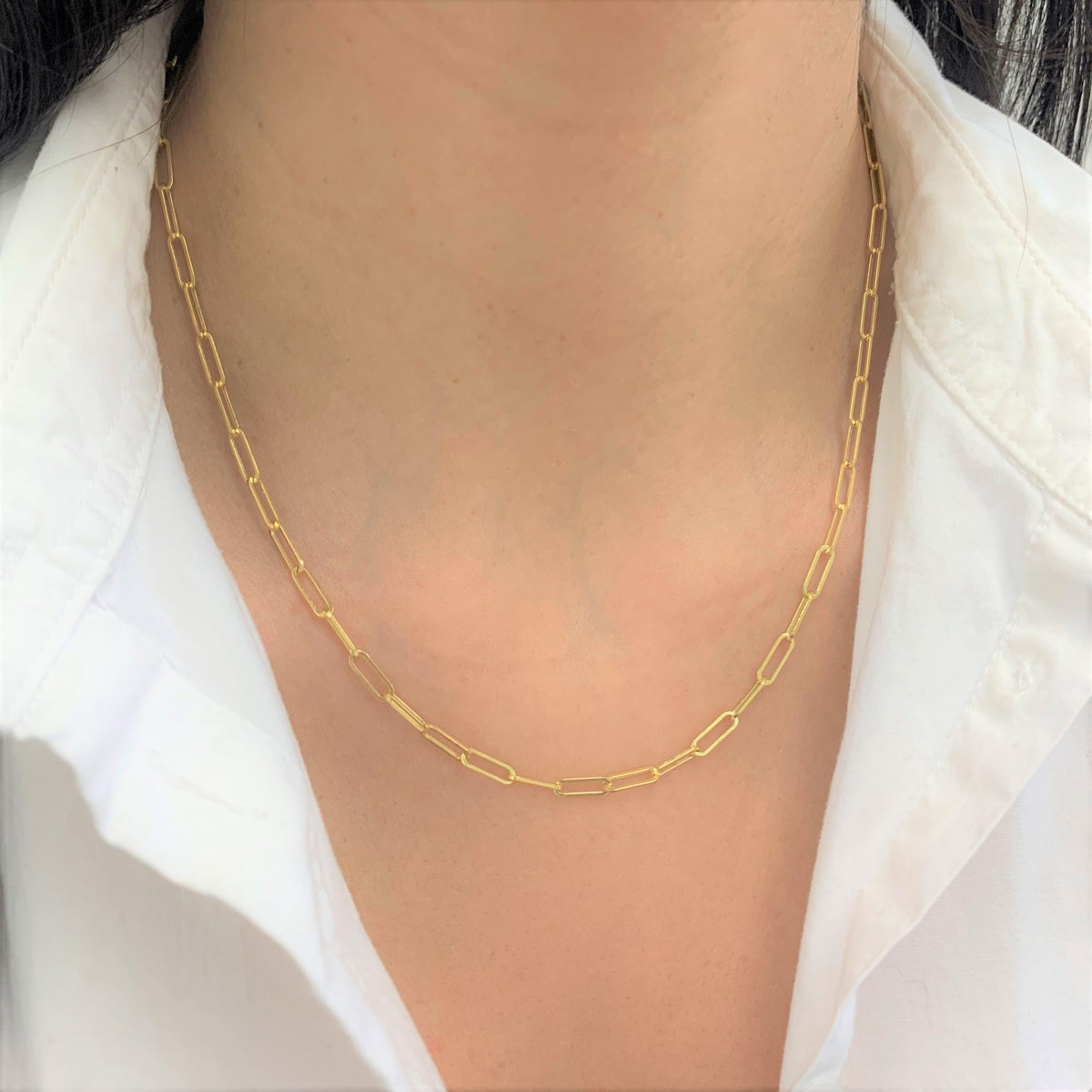 Paperclip Link Necklace in 14K Yellow Gold