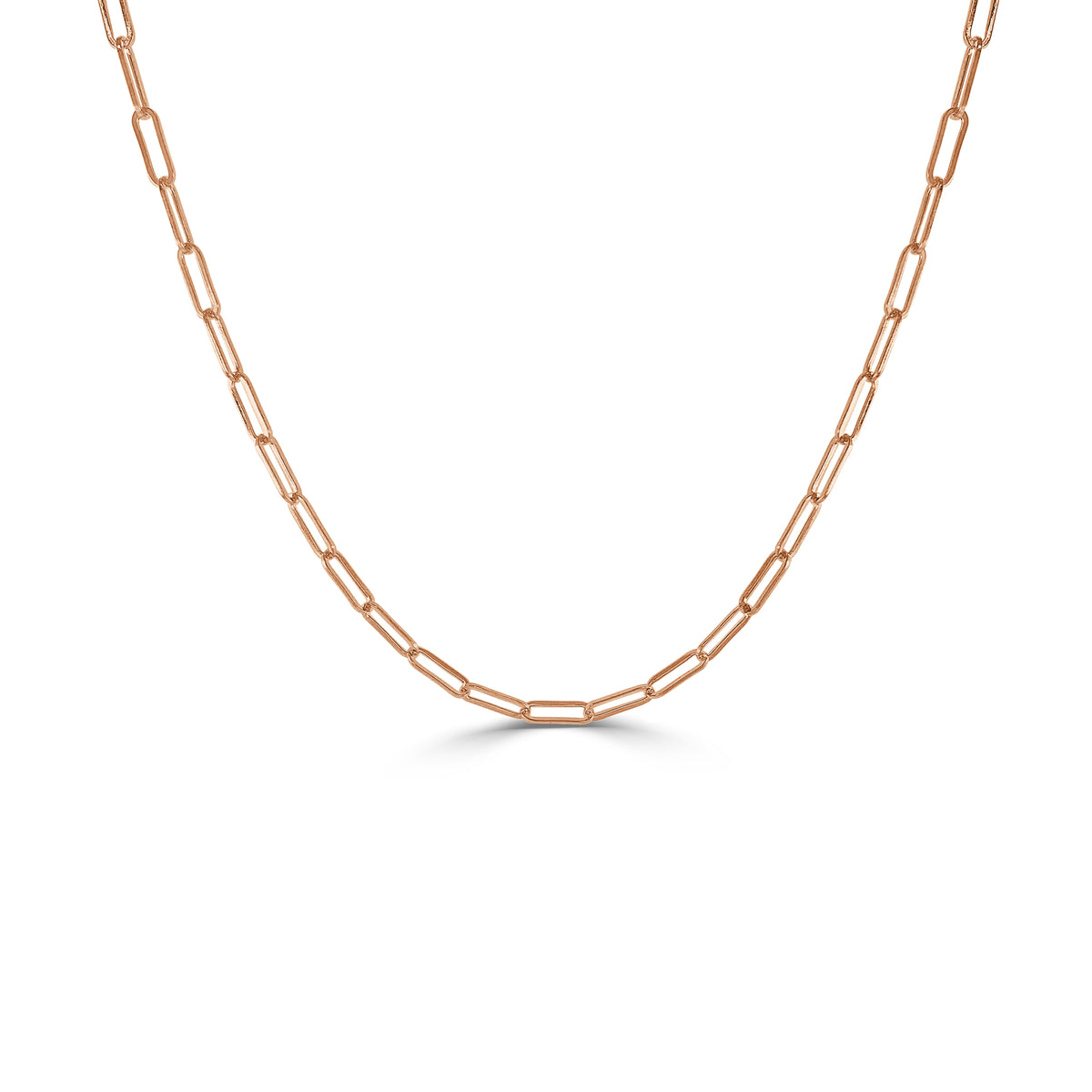 Paperclip Link Necklace in 14K Rose Gold