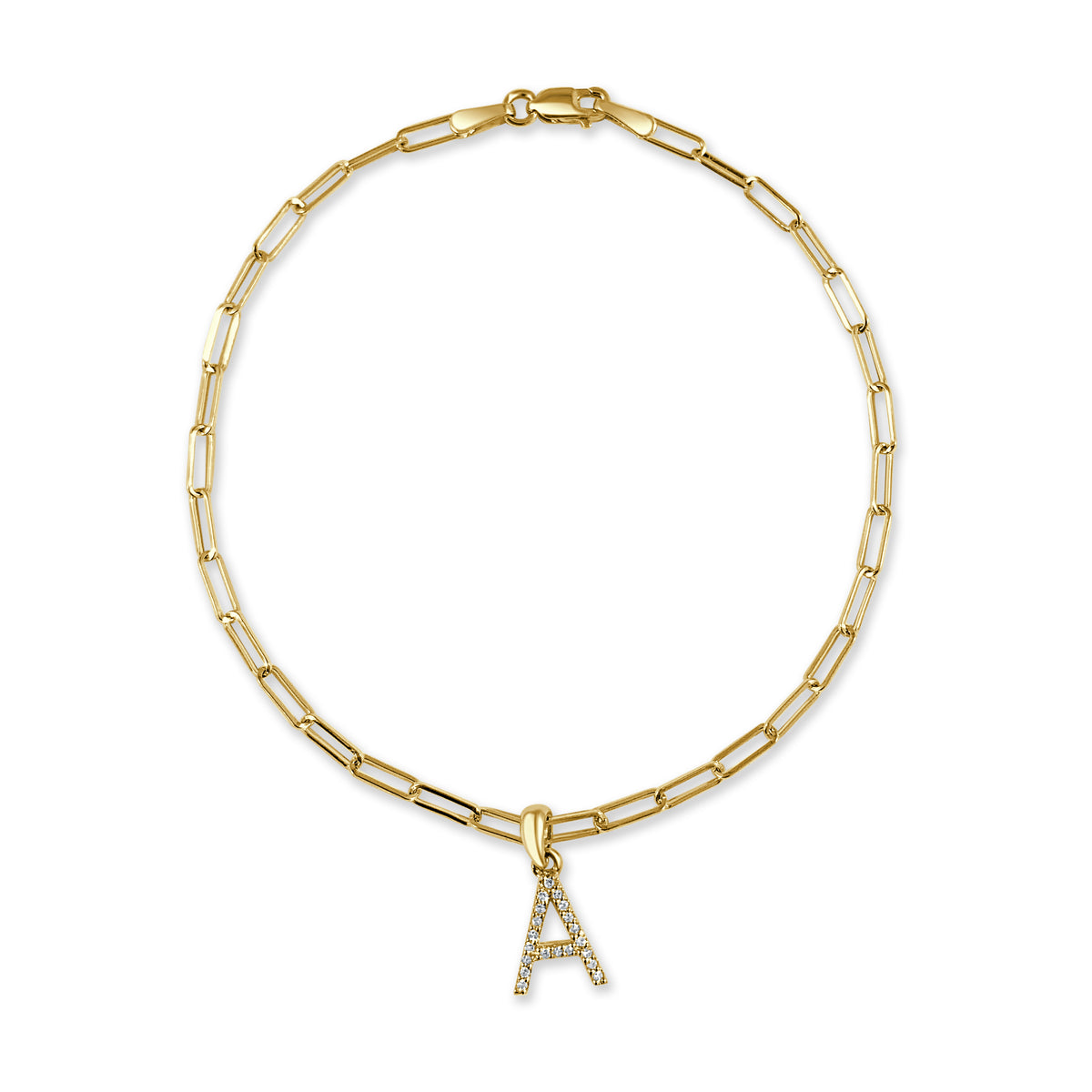 14k Gold & Diamond Initial A Link Bracelet