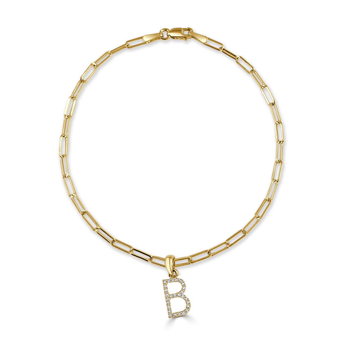 14k Gold & Diamond Initial B Link Bracelet