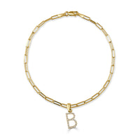 14k Gold & Diamond Initial B Link Bracelet