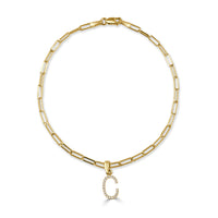 14k Gold & Diamond Initial C Link Bracelet