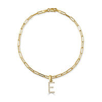 14k Gold & Diamond Initial E Link Bracelet