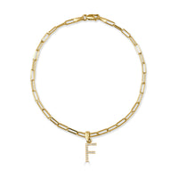 14k Gold & Diamond Initial F Link Bracelet