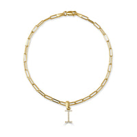 14k Gold & Diamond Initial I Link Bracelet