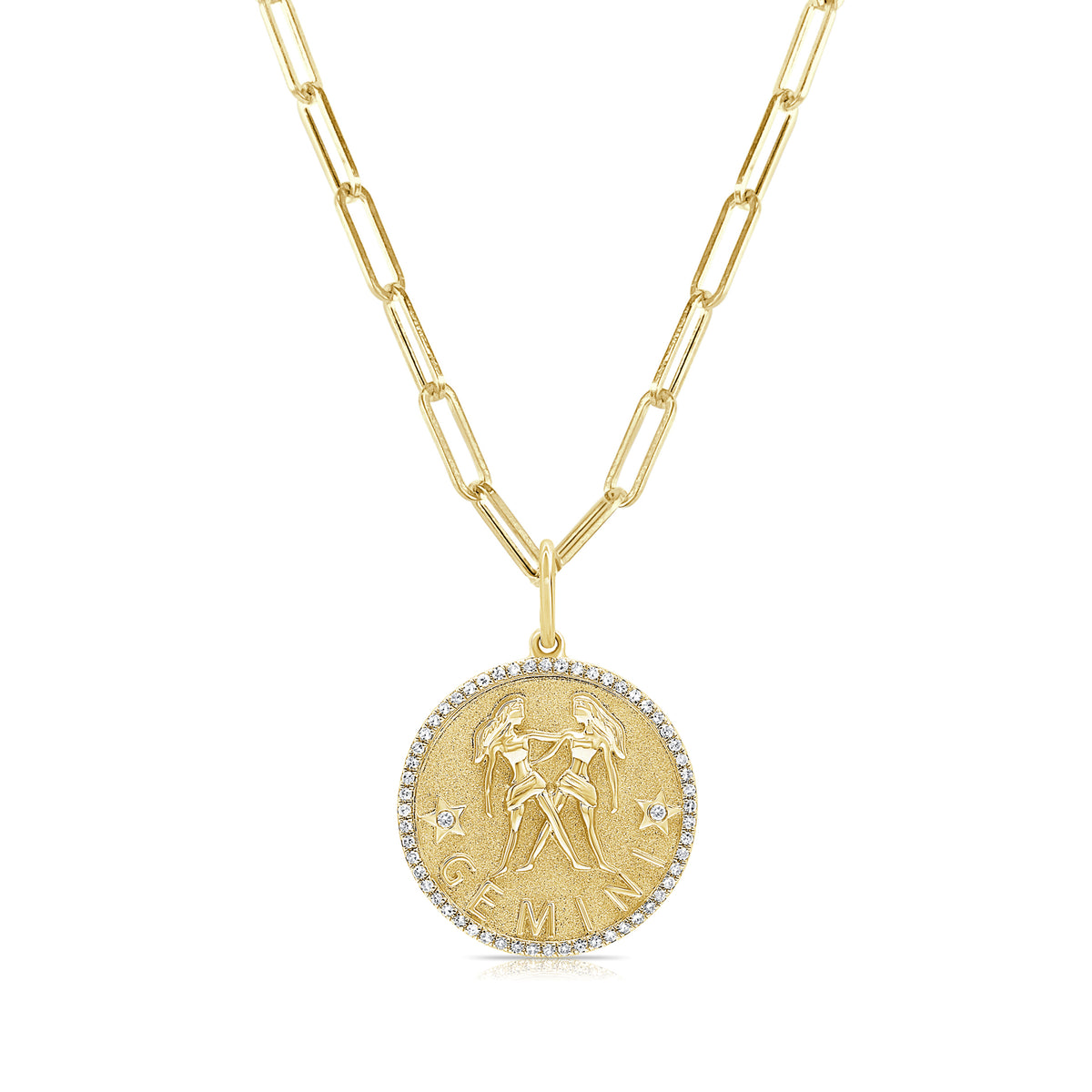 Gemini Zodiac Diamond Necklace in 14KT Yellow Gold