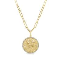 Gemini Zodiac Diamond Necklace in 14KT Yellow Gold