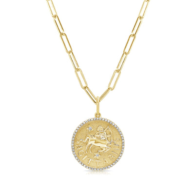 Sagittarius Zodiac Diamond Necklace in 14KT Yellow Gold