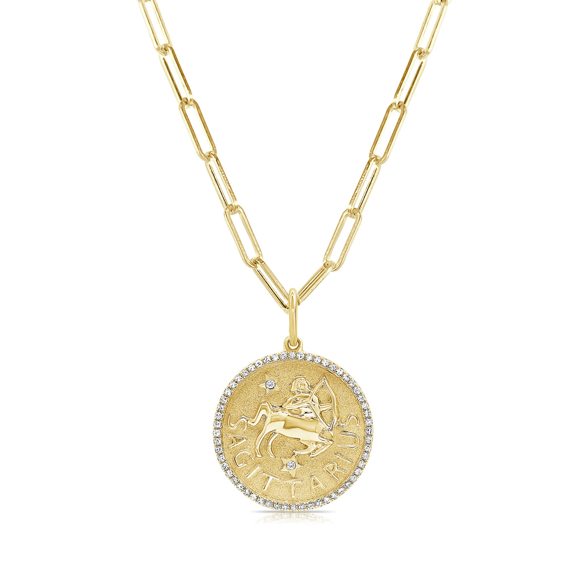 Sagittarius Zodiac Diamond Necklace in 14KT Yellow Gold