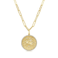 Sagittarius Zodiac Diamond Necklace in 14KT Yellow Gold