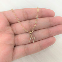 Diamond Paperclip Initial E Necklace in 14K Yellow Gold