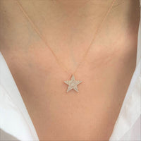 Diamond Star Necklace in 14K White Gold