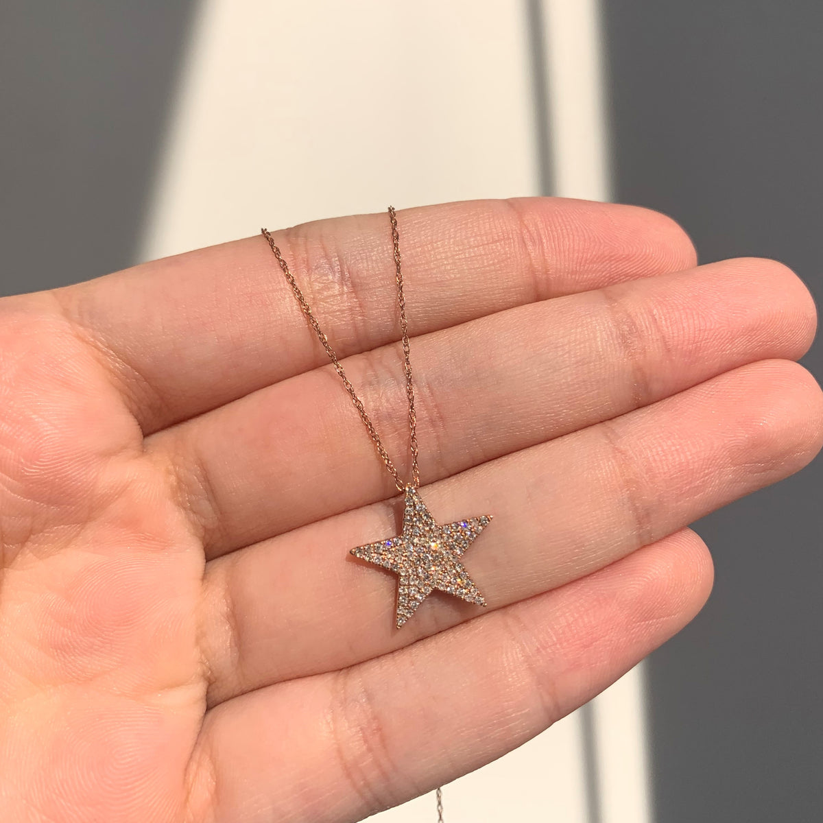 Diamond Star Necklace in 14K Rose Gold