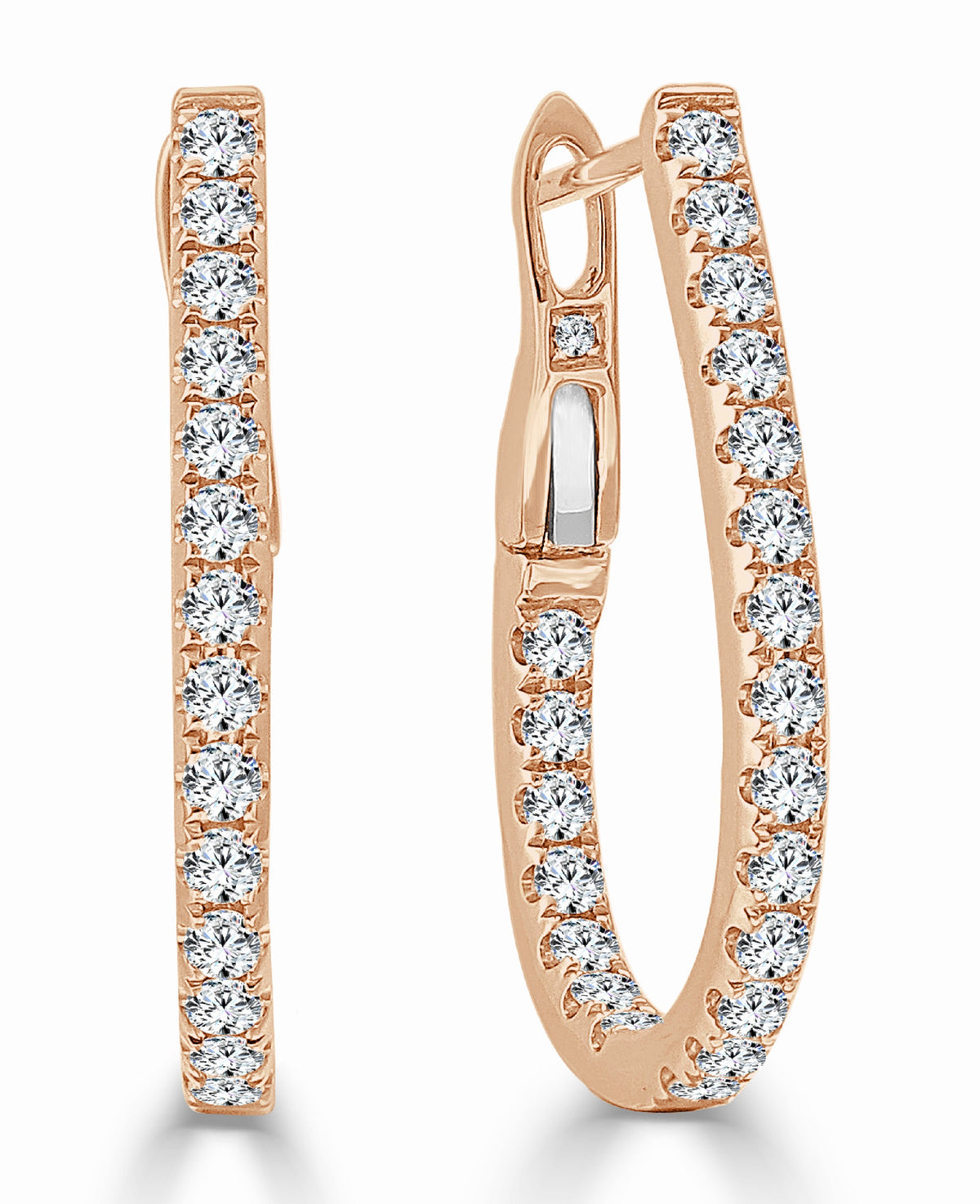 Diamond Pear Shape Inside Out Hoop Earrings in 14K Rose Gold