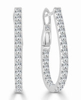 Diamond Pear Shape Hoop Earrings in 14K White Gold