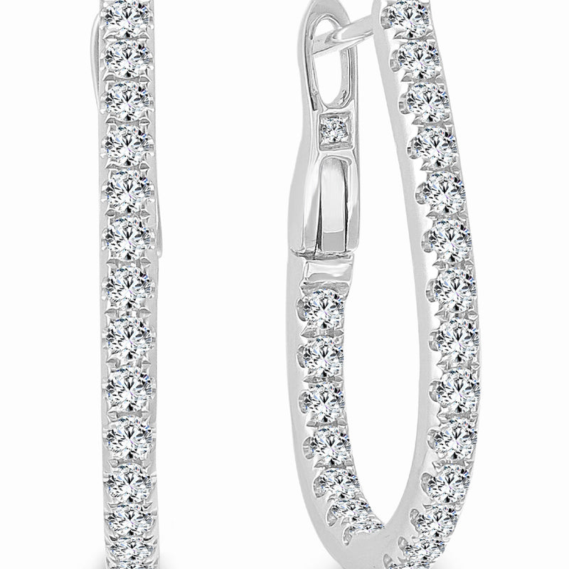Diamond Pear Shape Hoop Earrings in 14K White Gold