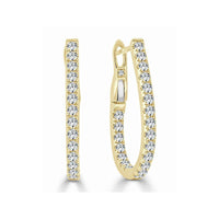 Diamond Pear Shape Hoop Earrings in 14K Yellow Gold