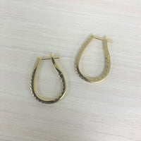 Diamond Pear Shape Hoop Earrings in 14K Yellow Gold