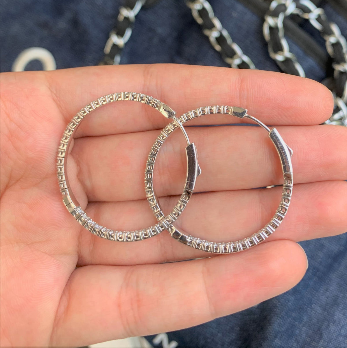 Flexible Diamond In & Out Hoop Earrings in 14K Gold (1.80 CTW)